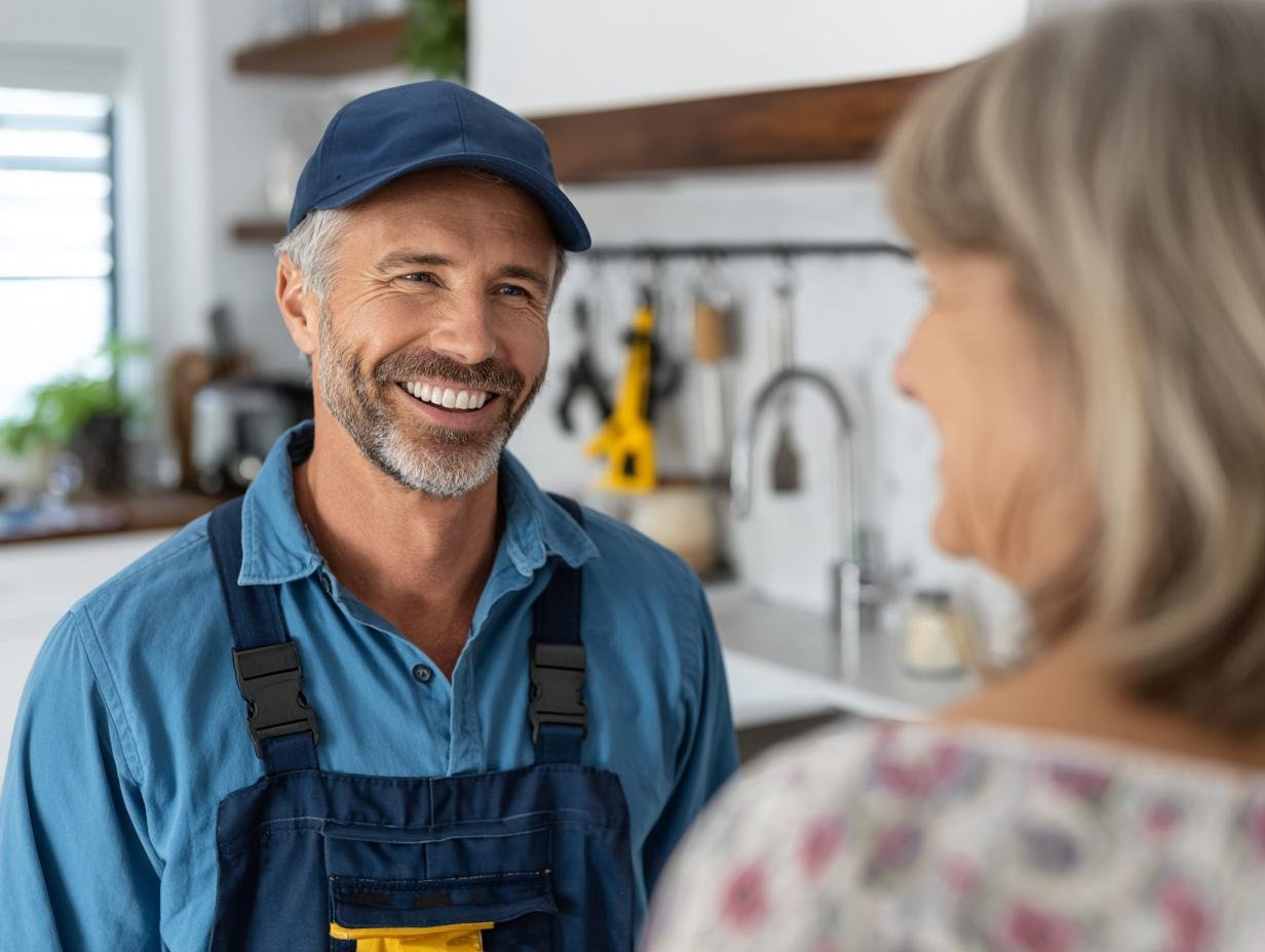 Licensed technician greeting a homeowner