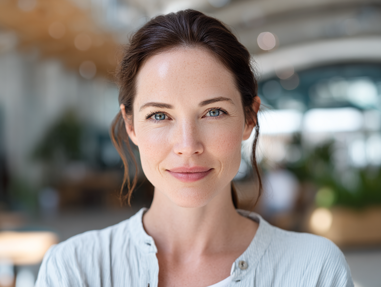 Emily Rodriguez inspecting a new water heater